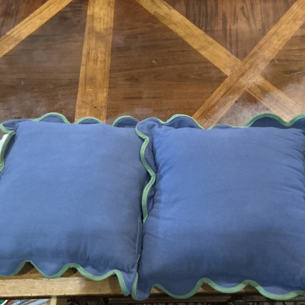 Two (2) Chic Blue and Green Accent Pillows